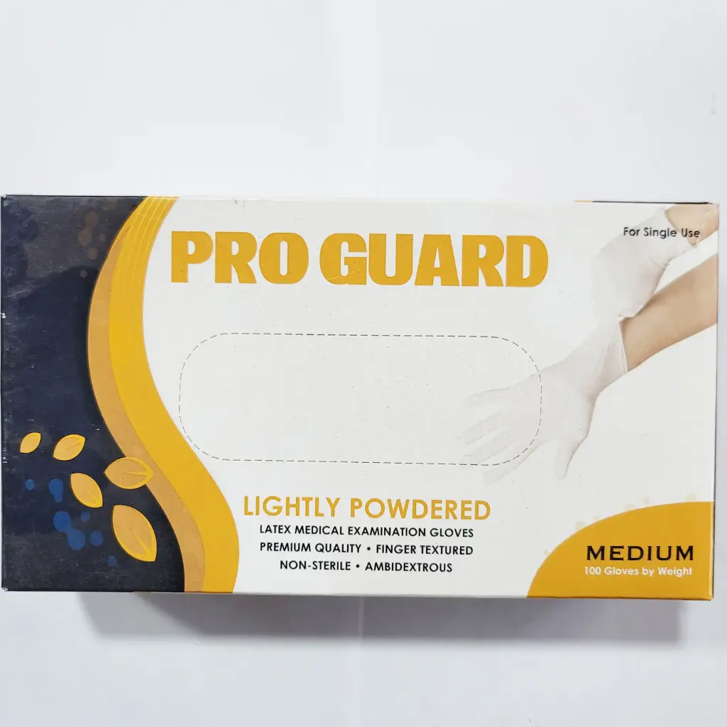 جلفز لاتكس Pro Guard Lightly Powdered Latex Medical Examination Gloves (S)