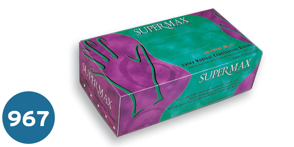 [967] جلفز لاتكس  latex gloves SUPERMAX (S)