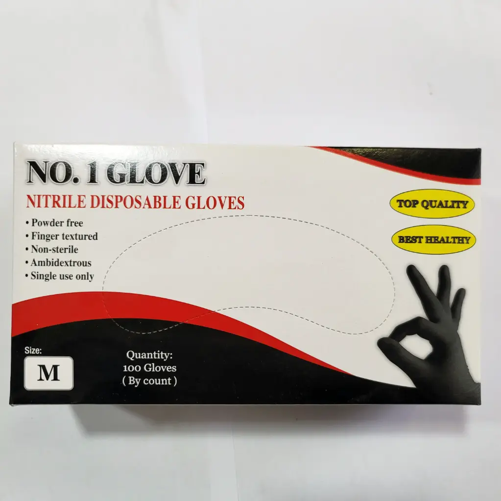 جلفز نتريل  NO.1 GLOVES Nitrile  Disposable Gloves  (black, s)